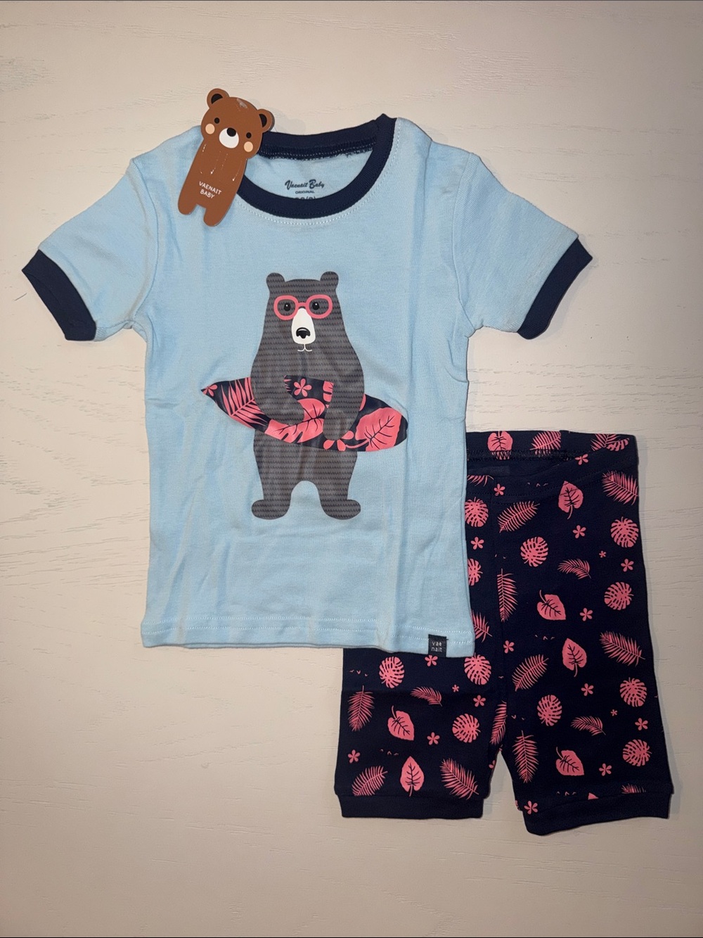 Surfer Bear Cotton Summer Short Pajama Set 2T 3T 6-7